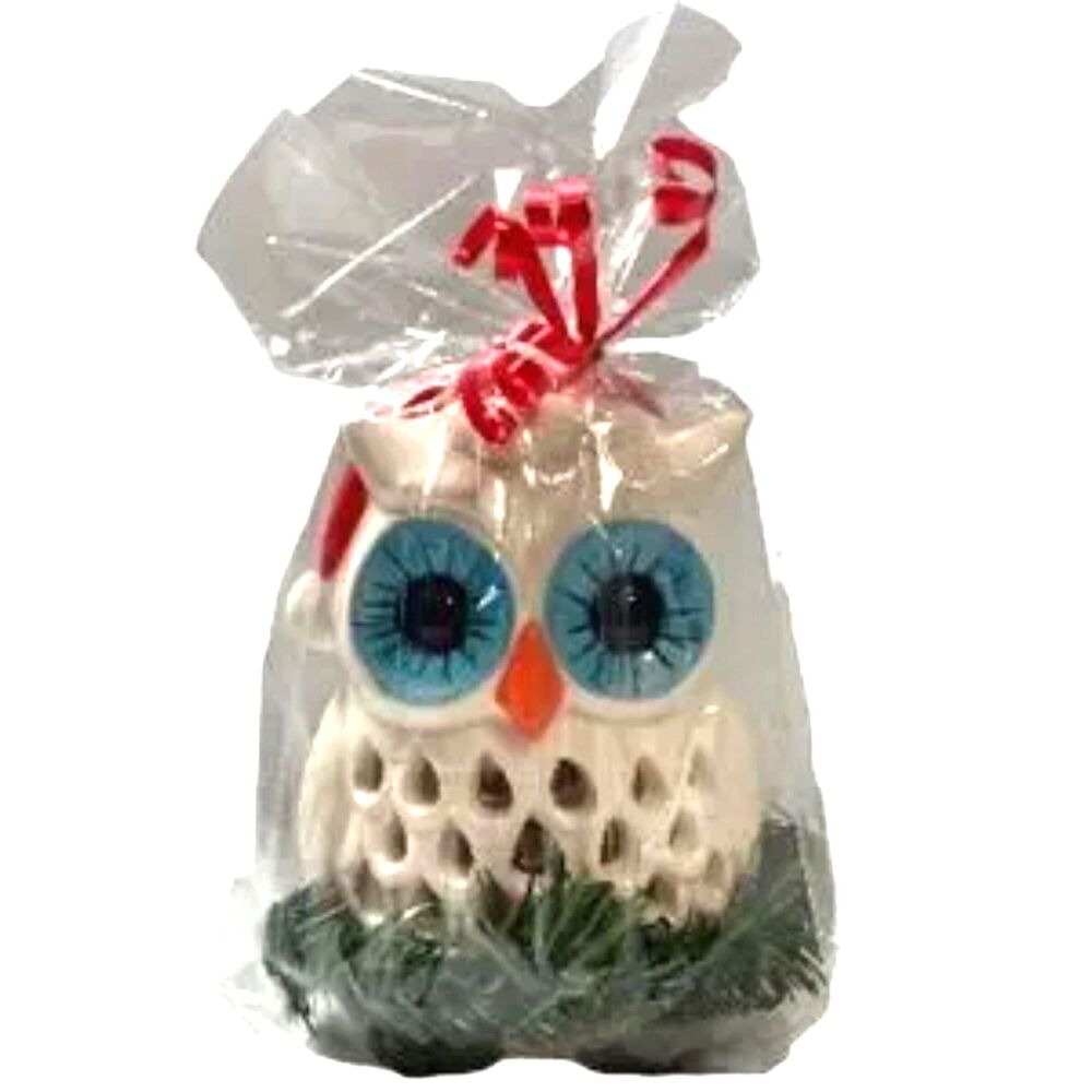 SANTA OWL Holiday Candle Holder with 2 Tea Candles Mainstays 3.62 x 3.7 in
